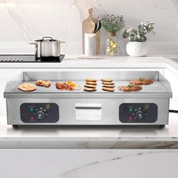 29’ Electric Griddle, 3200W Countertop Flat Top Griddle, Teppanyaki Stainless Steel Griddle  