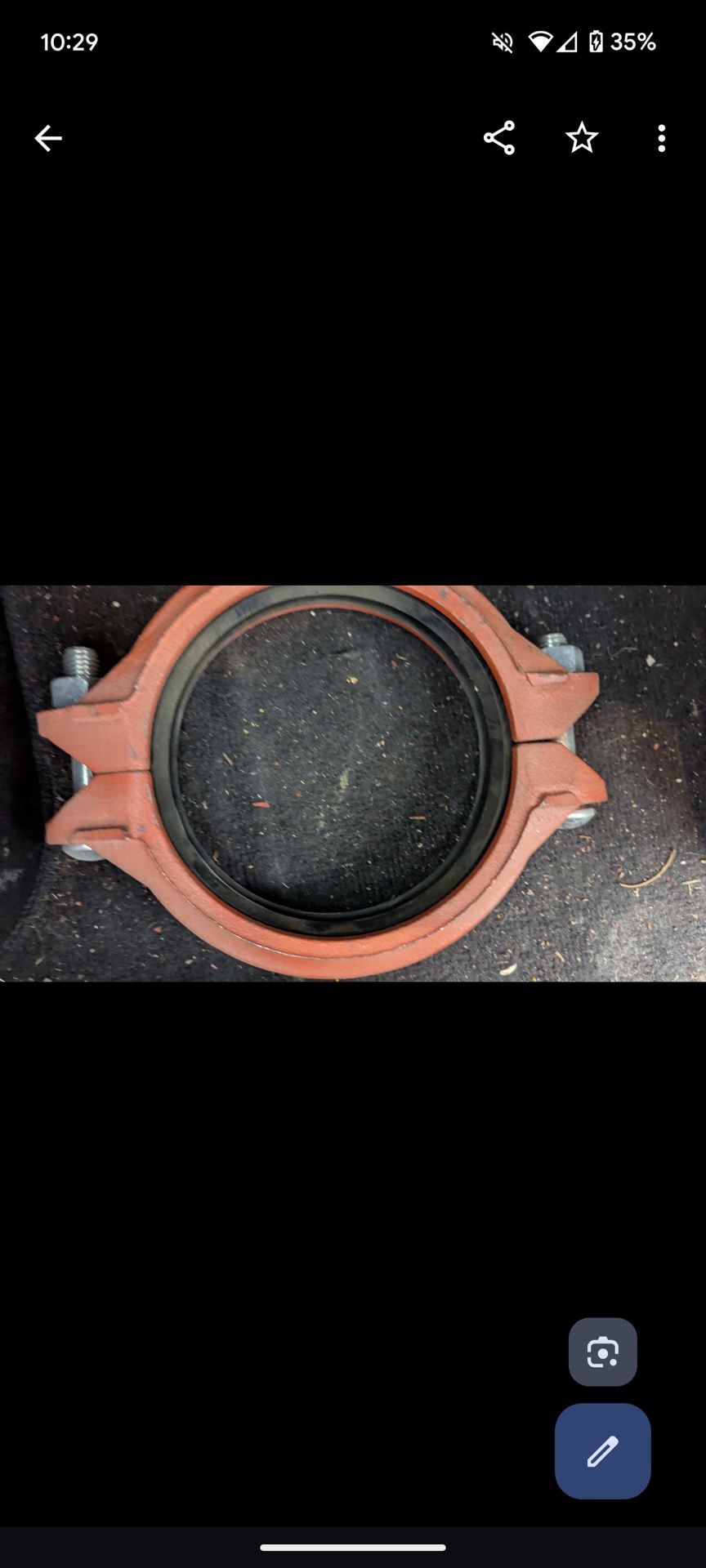 SHURJOINT Model 7705 Standard Flexible Coupling, 6" Nominal, Grooved End Style, Ductile Iron, Galvanized, Nitrile Gasket