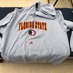 New 2xl Adidas Grey Florida State Seminoles Hoodie Sweatshirt