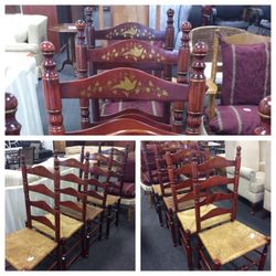 Set of four vintage wooden ladder chairs