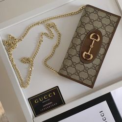 NEW * GUCCI Horsebit 1955 Wallet With Chain * NEW