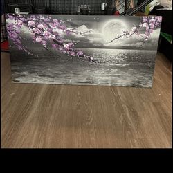 purple floral canvas wall art