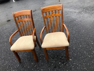 2 sold wood chairs very strong good condition