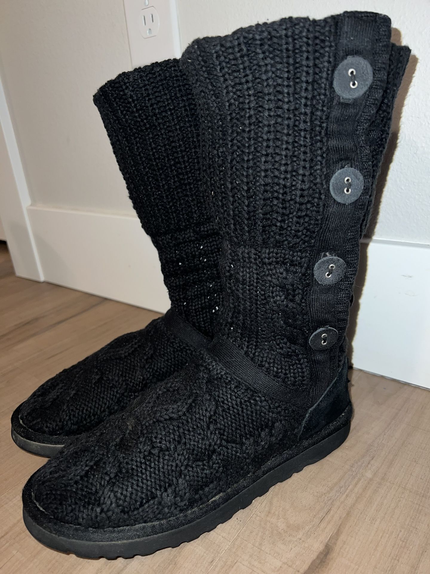 Ugg Black Woven Boots, UGG AUSTRALIA, Womens Size 7
