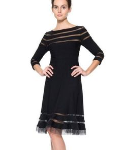 Tadashi Shoji Black Illusion Mesh Striped Dress
: LRG $100