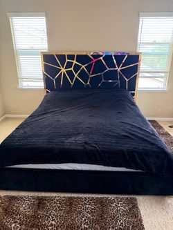 King size black and gold bed frame