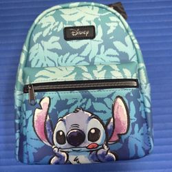 Loungefly Disney Stitch Blue Tropical Leaves Mini Backpack - NWTs 