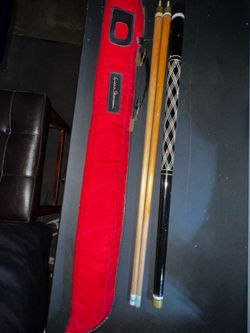 Vintage Willie Mosconi Pool Cue Stick - 2 Shafts & Red Padded Case - 2pc Billiard