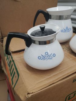 Vintage Corning Ware Blue Cornflower 2 Qt Teapot Coffee Server Carafe