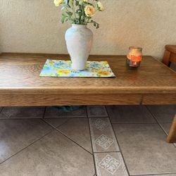 Three-Piece Oak Coffee Table Set