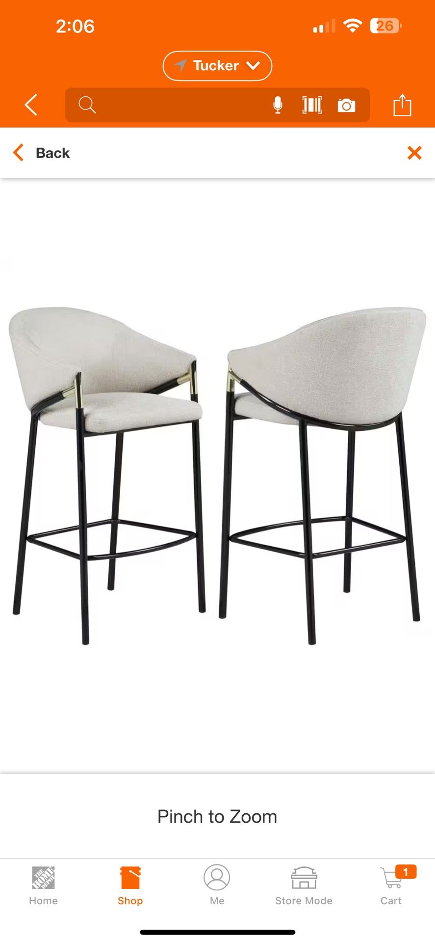 Chadwick 29.75 in. H Beige and Glossy Black Sloped Arm Metal with Line-like Fabric Seat Bar Stools Set of 2