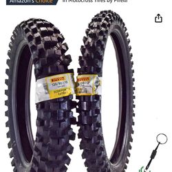 Pirelli Scorpion MX Extra X Front 80/100-21 & Rear 120/90- 19 Dirt Bike Tires with Keychain - Two Pack