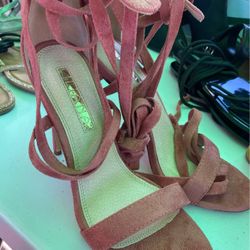 Pink Lace Up Heels