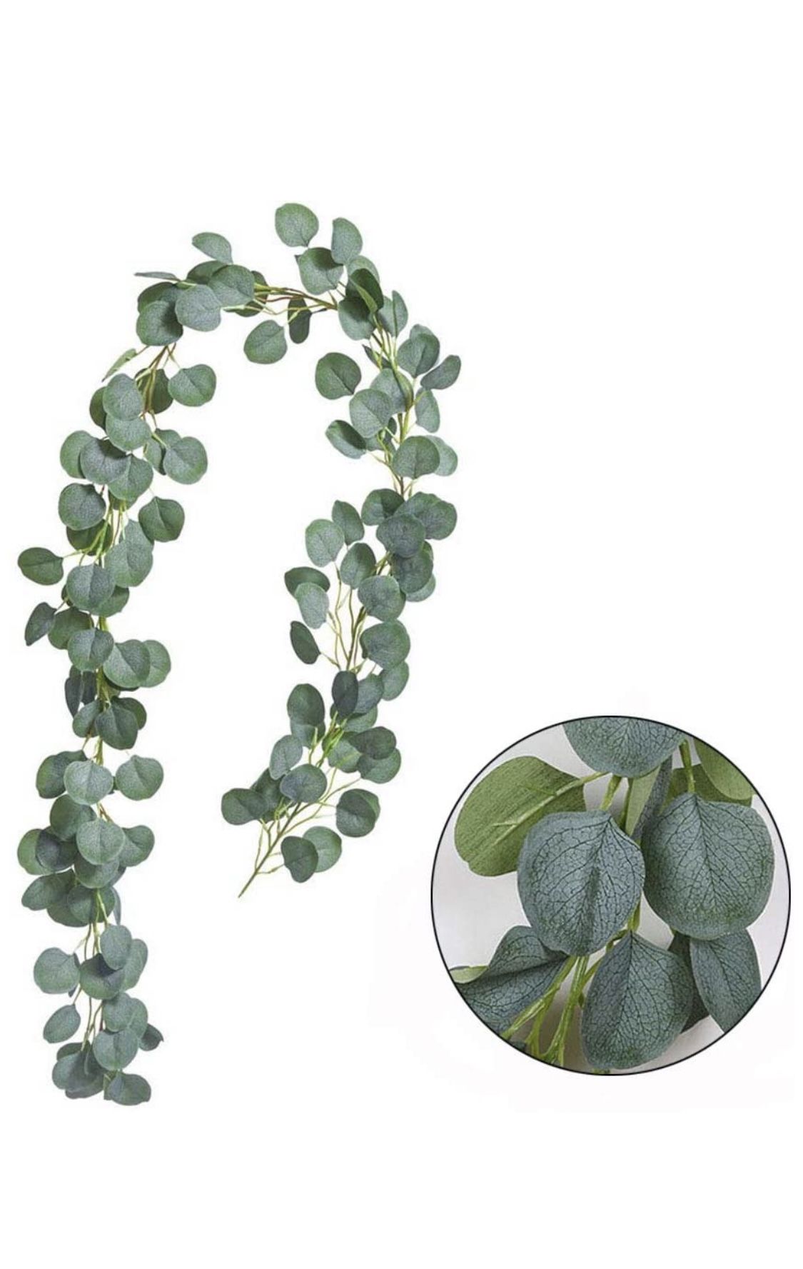 2x Kalolary (6.5 Feet each) Eucalyptus artificial Garland. Guirnaldas de eucalipto artificial.