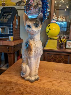 Mid century ceramic Atomic Cat, Siamese cat, vintage retro cat figurine