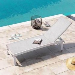 New White Gray Textile nice Aluminum Adjustable Outdoor Chaise Lounge