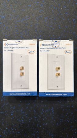 Cable Matters 2-Pack Speaker Wire Wall Plate, Gold Plated Speaker Wall Plate with Banana Plug Binding Post, White