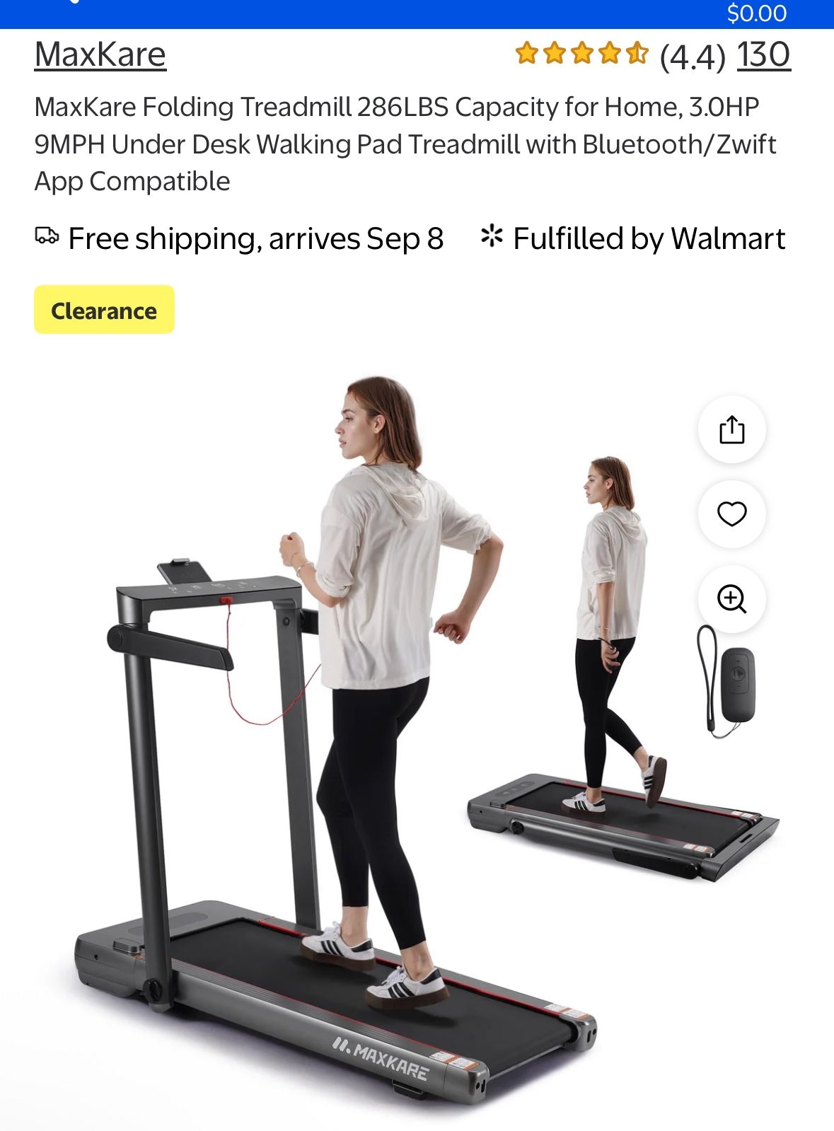 MaxKare Folding Treadmill 286LBS Capacity for Home, 9MPH