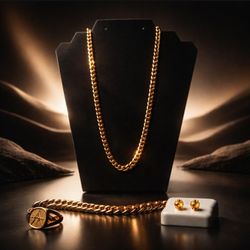 Jewelry White Gold Filled Cuban Link/ Bracelet/ Ring/ Earring