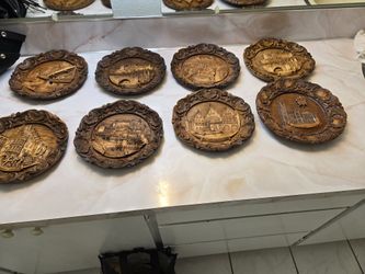 7 Wooden Plates For Wall From European Cities
