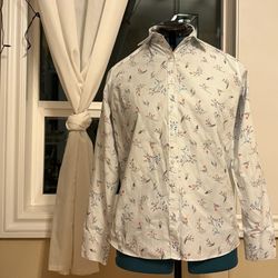 Women’s Size 10 Floral Button Up Shirt - 100% Supima Cotton - Lands’ End