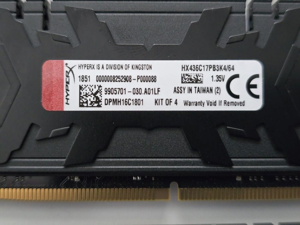 HyperX PREDATOR 64GB (4x16GB) 3600 MHz DDR4 *CL17* (HX436C17PB3K4