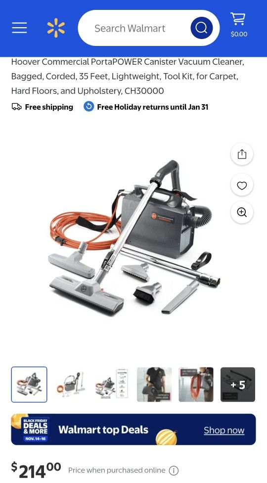 Hoover Commercial PortaPOWER Canister Vacuum Cleaner