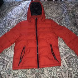 Red Tommy Hilfiger Men's Quilted Puffer Jacket