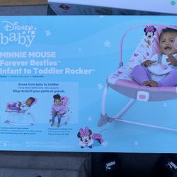 Disney Baby 2-in-1 Slip Resistant Vibrating Infant & Toddler Baby Rocker Chair, Minnie Mouse by Bright Starts