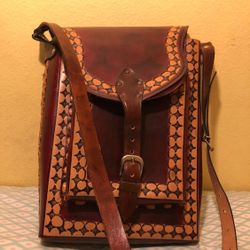 Leather School Bag, Purse, Backpack From Guerrero Mexico