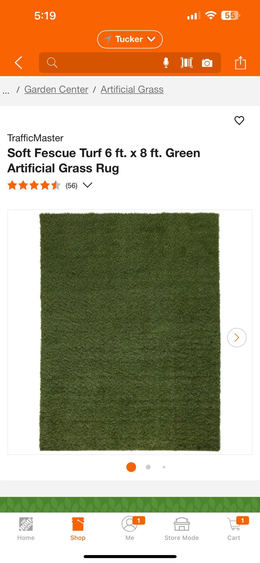 Soft Fescue Turf 6 ft. x 8 ft. Green Artificial Grass Rug