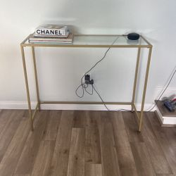Gold And Glass Entry Console  Table 