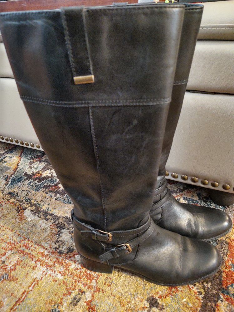 Women's Bandolino Leather Wide Calf Boots sz 8 1/2