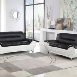 Black N White Couch N Loveseat Set