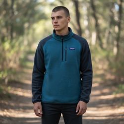 Patagonia Men’s Better Sweater 1/4 Zip Blue Fleece Pullover Size XL