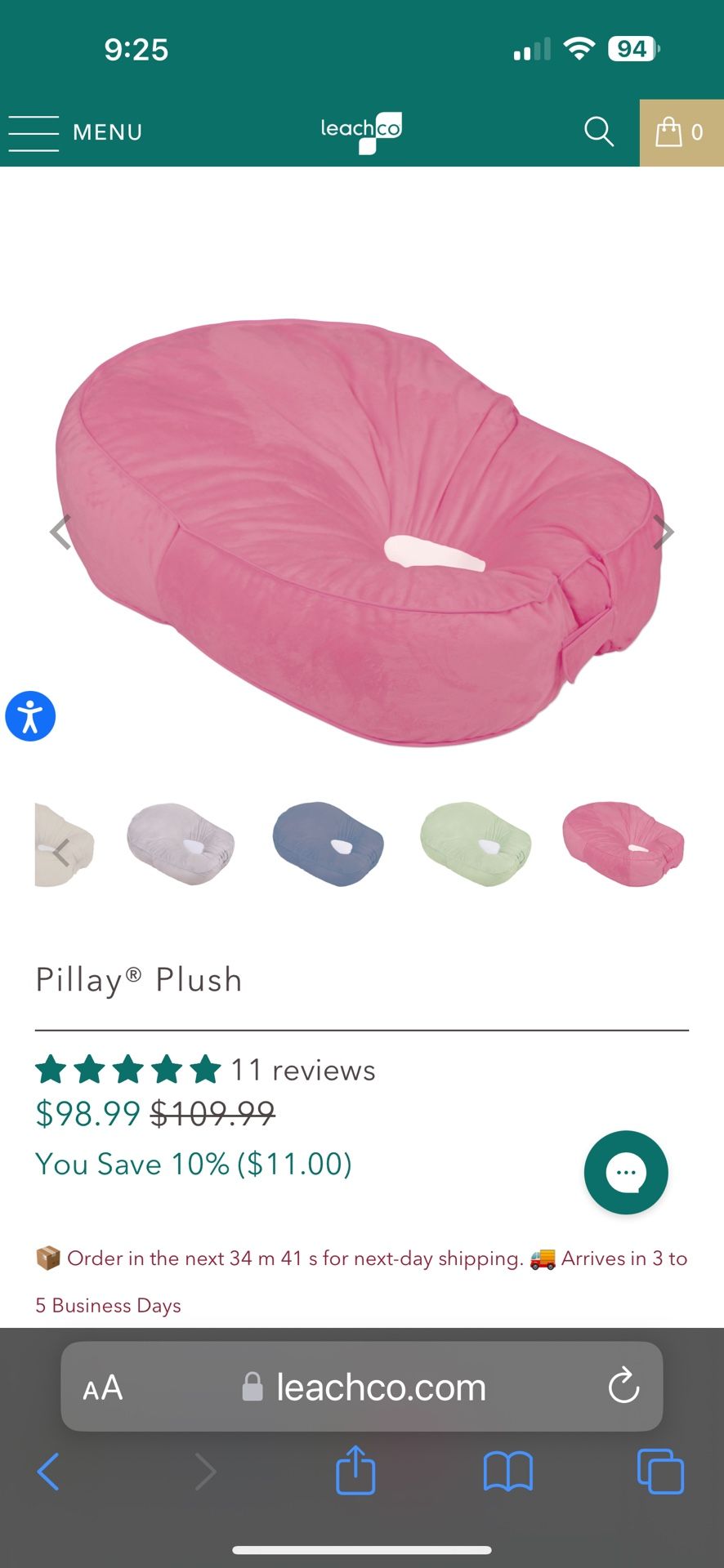 Leach c co. Nursing Pillow/tummy Time Pink