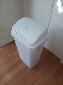 13gal Swing Top Waste Basket White - Brightroom™: Kitchen Trash Can, 13 Gallon Capacity, Textured Plastic, Indoor Use