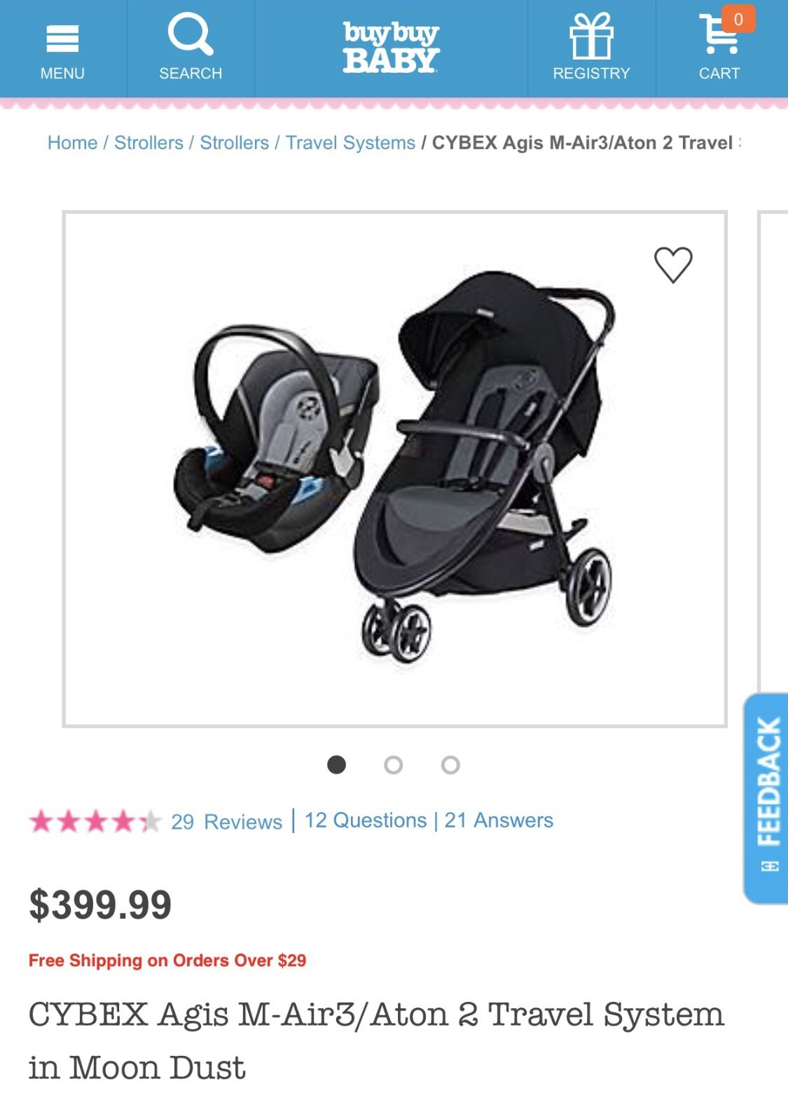 Cyber Agius-air3/ Aton 2 Travel system Baby Stroller and car seat