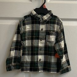 Brand New Boys Green Plaid Shirt Size 2T Kids