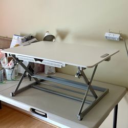 SHW 32-inch Height Adjustable Standing Desk Converter Riser Workstation With Drawer