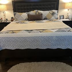 Seven piece king size bedroom, set mattress not included