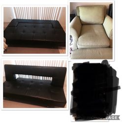 Leather couch/ sofa chair with ottoman