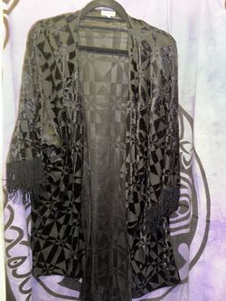Velvet Fringe Duster Kimono Shawl