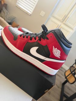 Air Jordan 1 Mid Red Black White Sneakers
