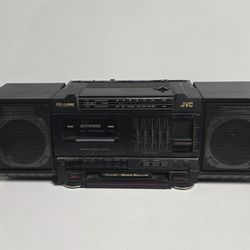 Vintage JVC PC V55 Portable Stereo Boombox Cassette Radio Hyper Bass System
