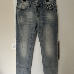 Mens Dior Denim Jeans Logo On Pocket Size 33