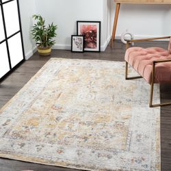 10’x13’ Brand New Distressed Design Gold Rug 
