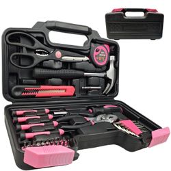 39PCS Pink Tool Kit Household Repair Screwdriver Set w/ Case