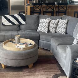 Sectional, Ottoman, And Chairs