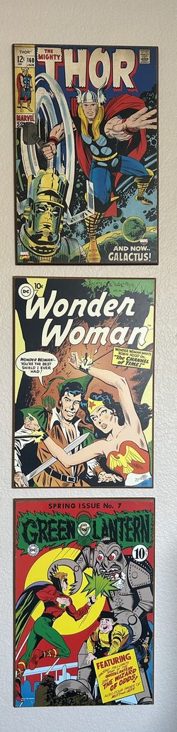 Set Of 3 Super Hero Wooden Pictures